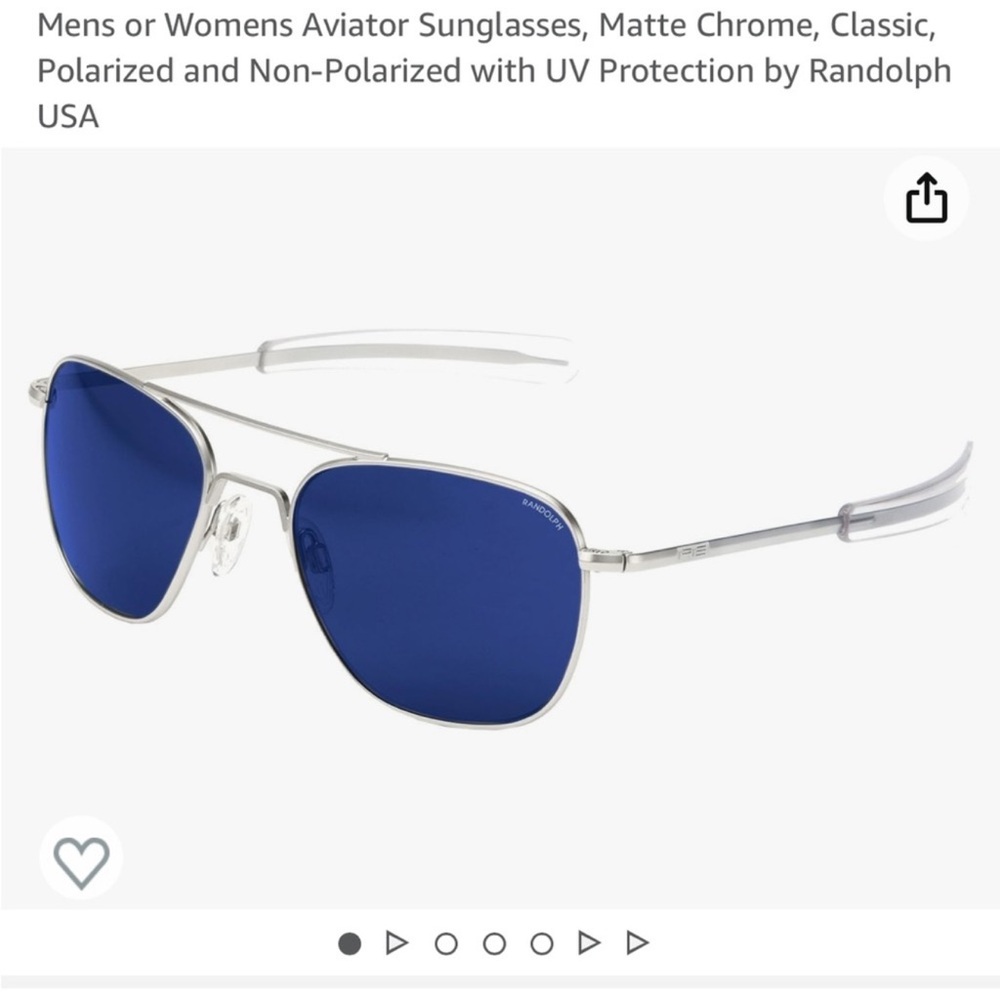 Randolph Aviator sunglasses, Matte Chrome, excellent condition